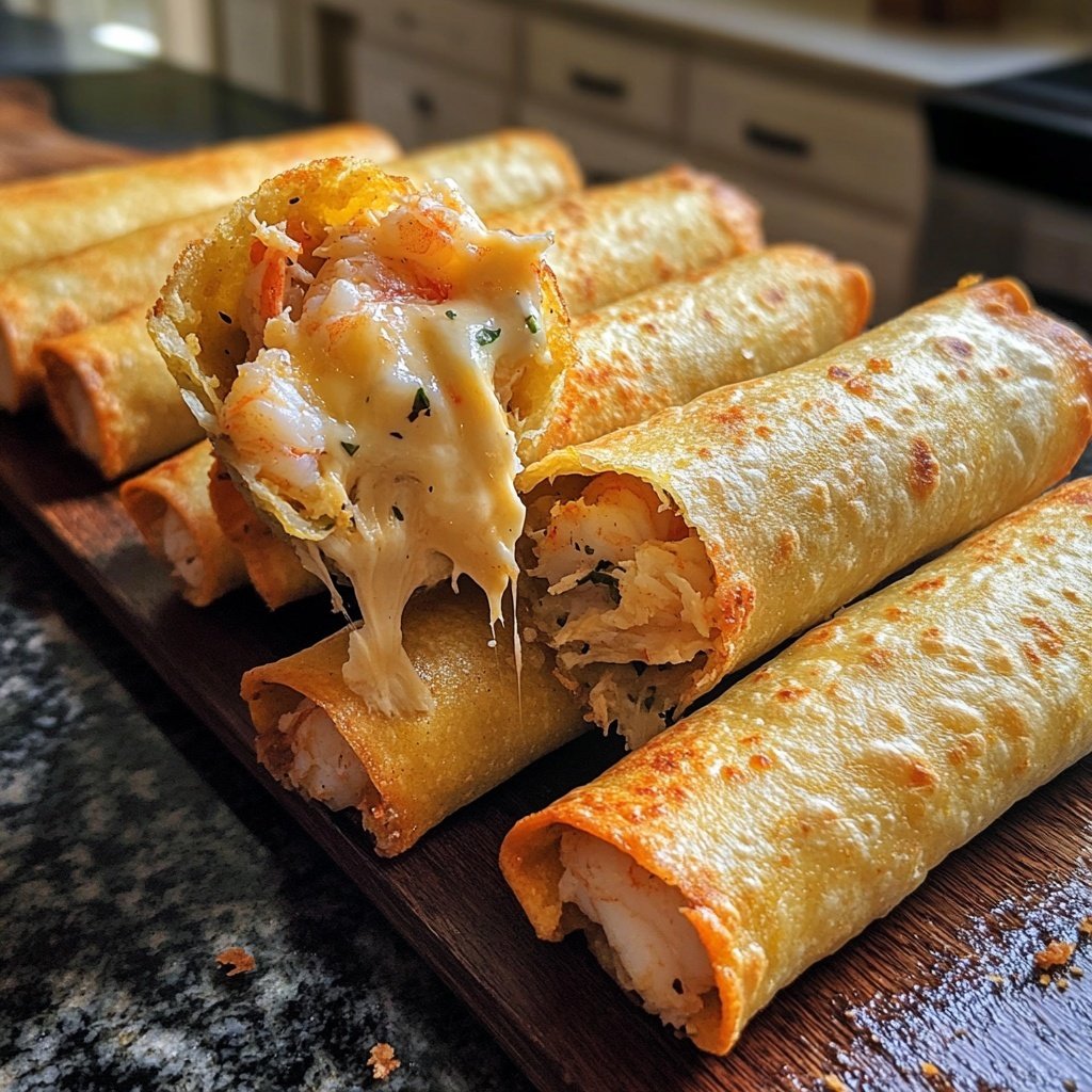 Crispy Crab And Shrimp Queso Taquitos
