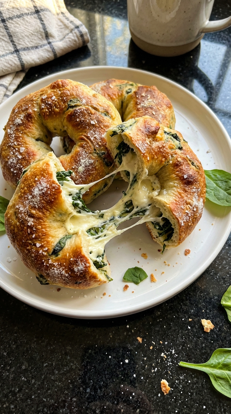 Savory Spinach & Cheese Bagels