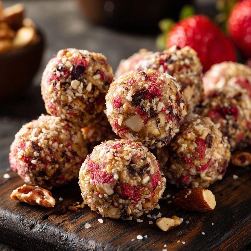 Nutty Strawberry Shortcake Energy Bites