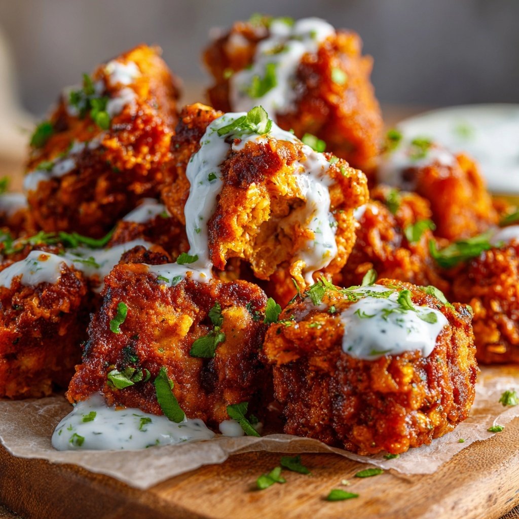 Buffalo Tempeh Bites with Dip
