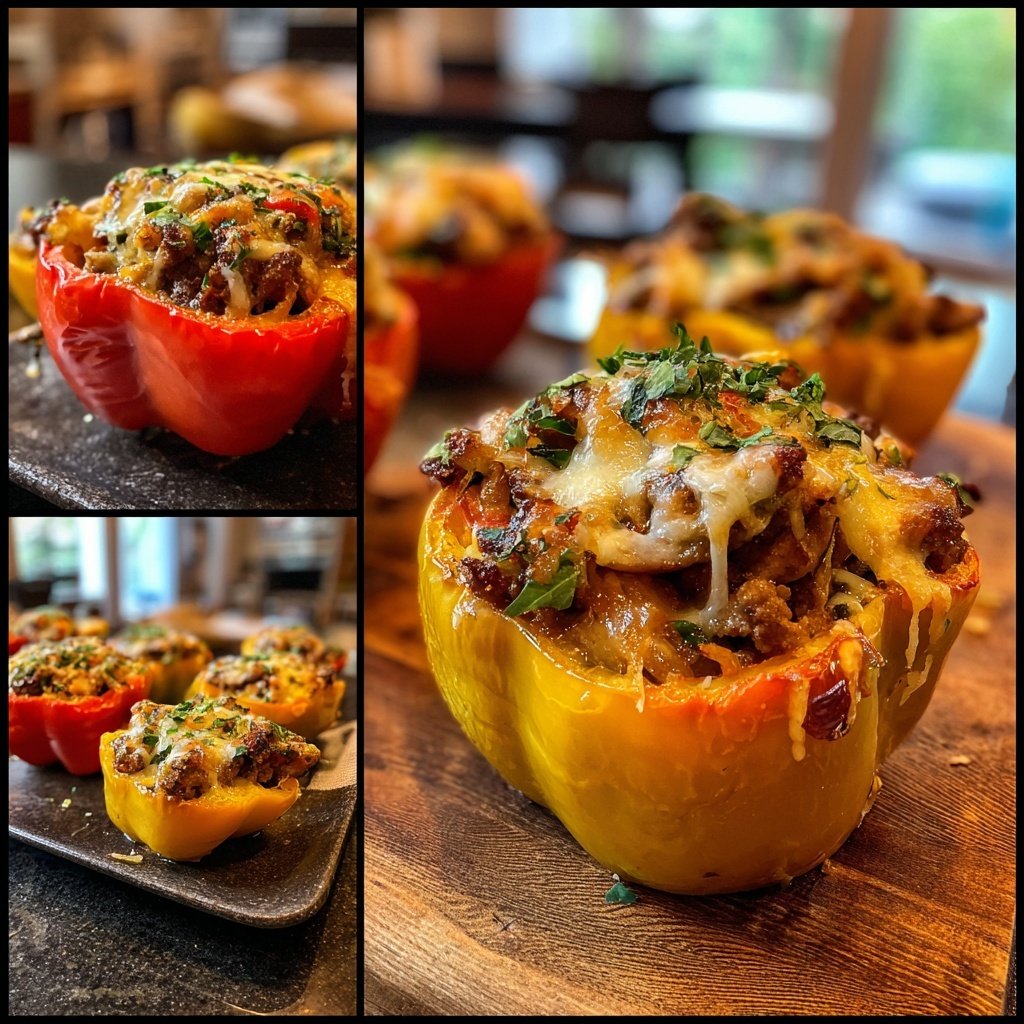 Beefy Mushroom Stuffed Peppers