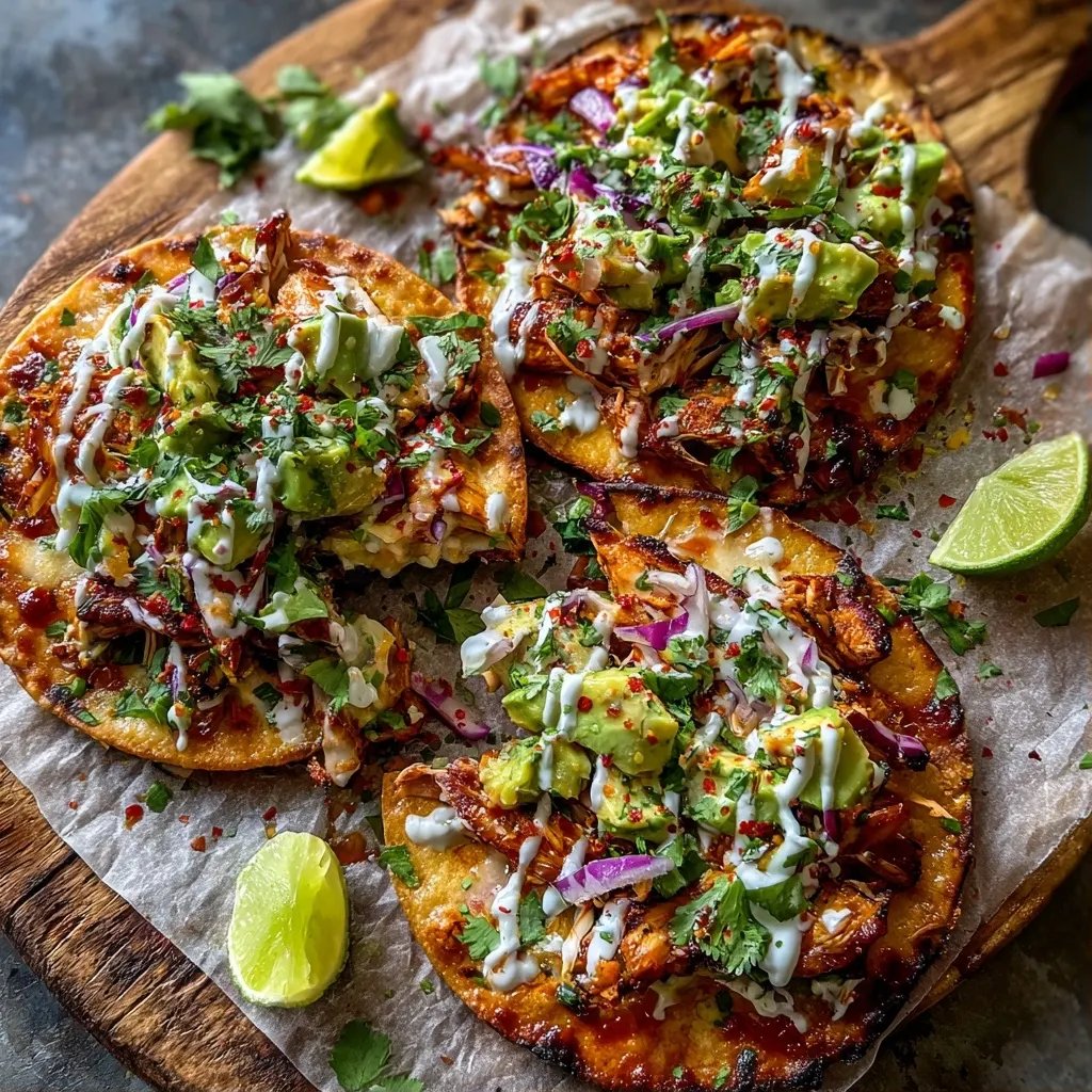 BBQ Chicken Avocado Tostadas