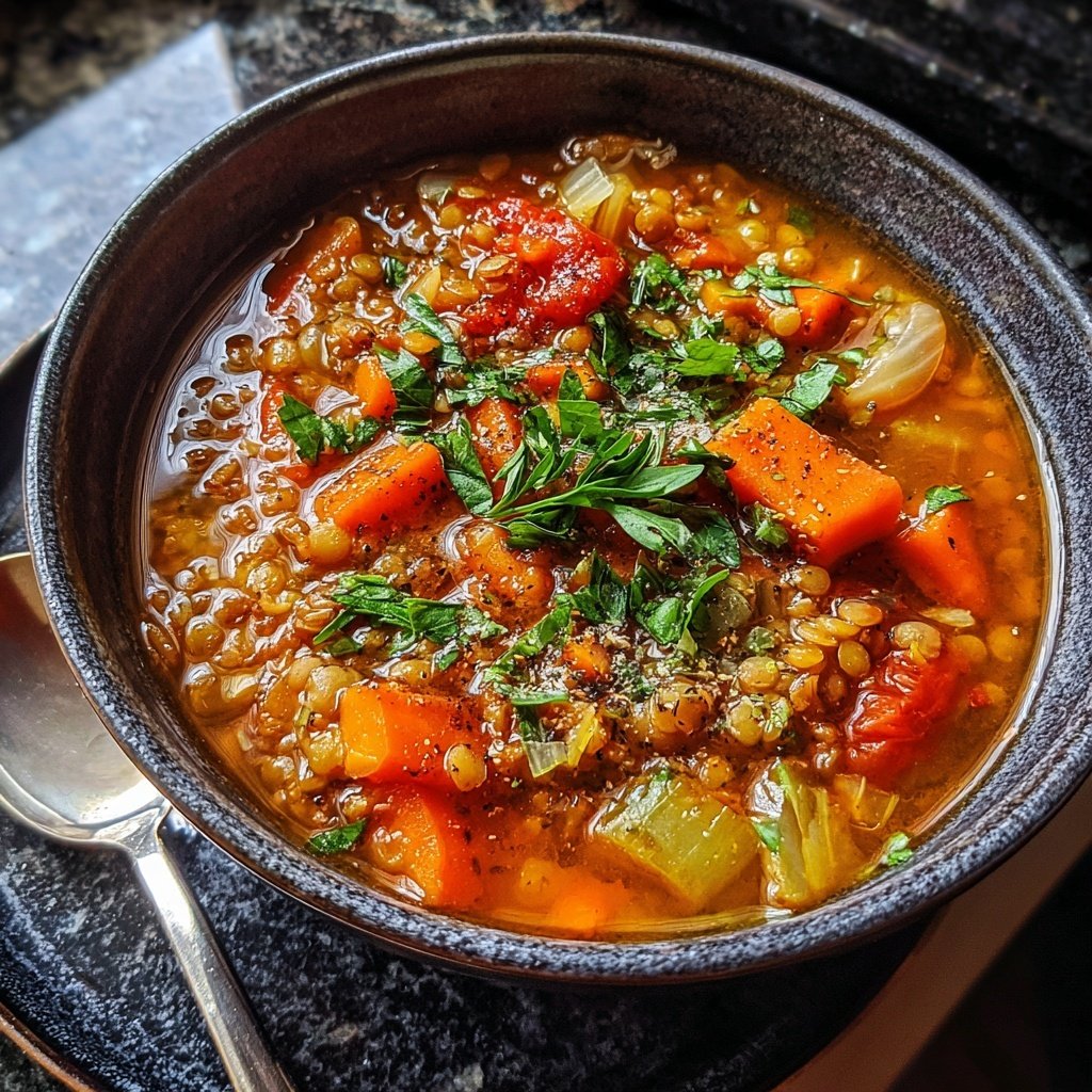 Lentil Vegetable Soup with Herbs