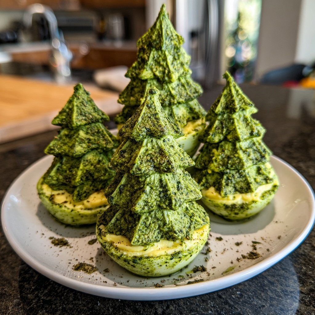 Christmas Tree Deviled Eggs Pesto