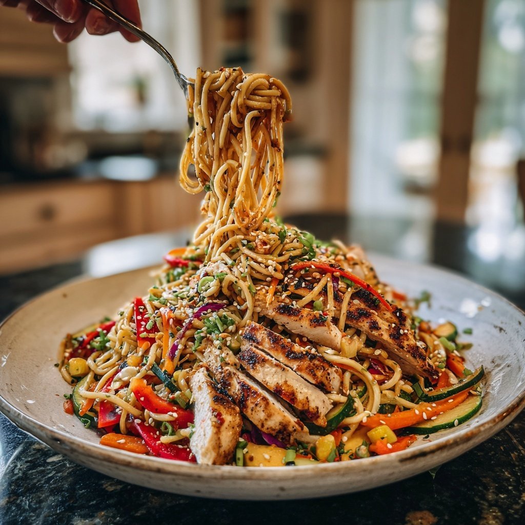 Sesame Noodle Salad with Grilled Chicken