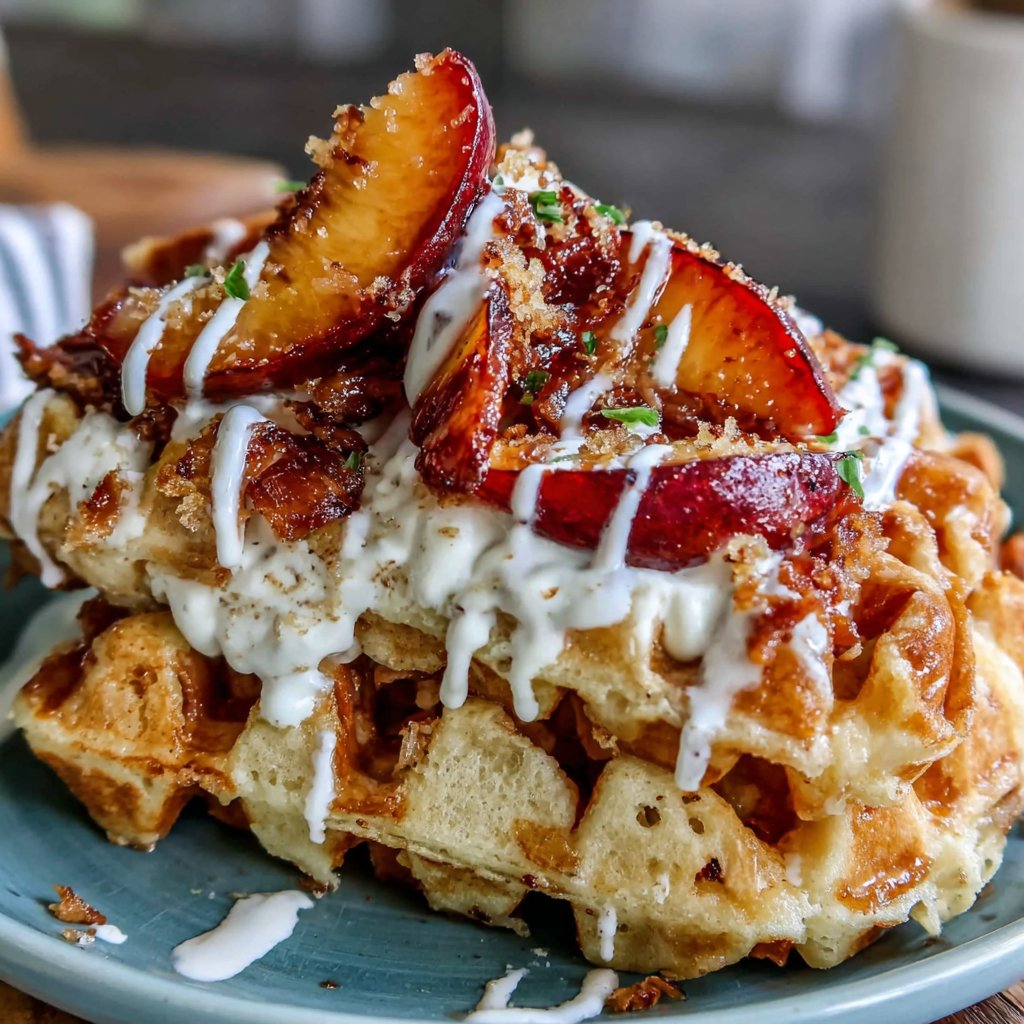 Peach Cobbler Waffles