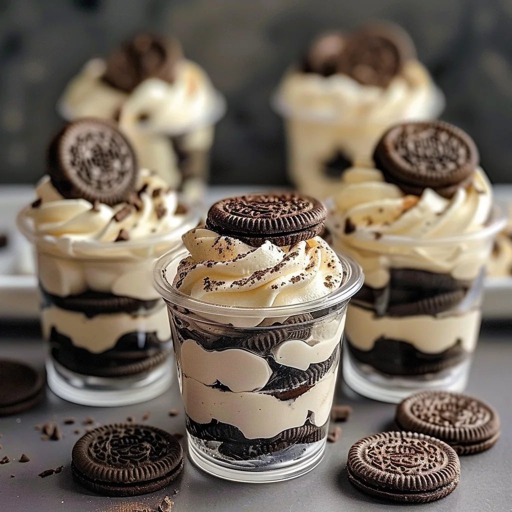 Mini Oreo Dessert Cups with Whipped Cream Cheese Filling