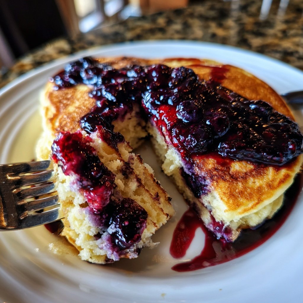 Blueberry Swirl Ricotta Pancakes for Brunch​