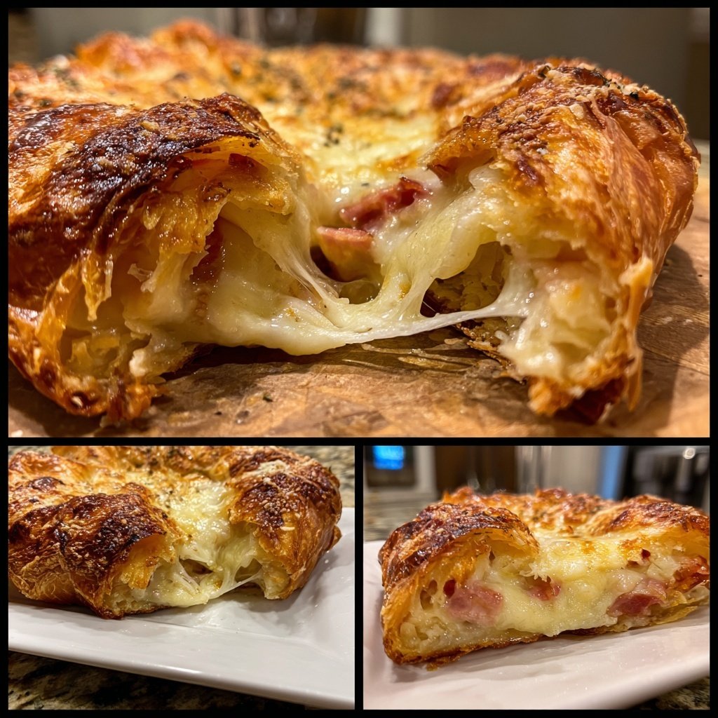 Ham and Cheese Breakfast Croissant Bake​