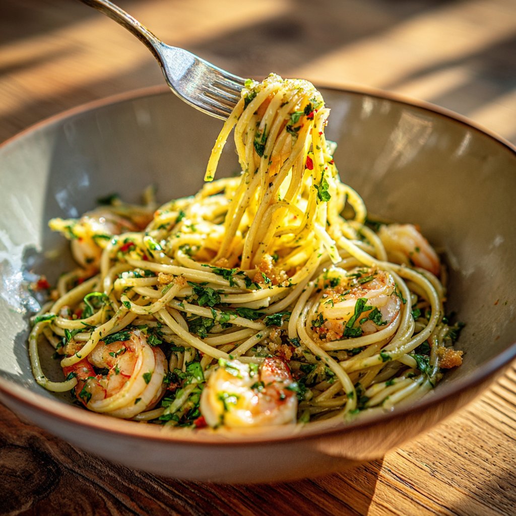 Light Shrimp and Cilantro Pasta