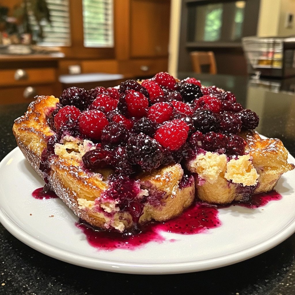 Festive Berry Croissant French Toast Bake​